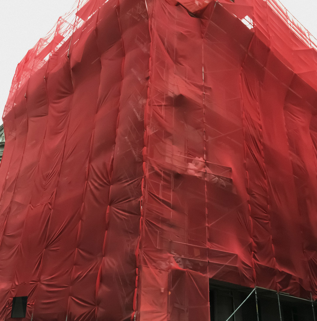 Building Covered in Red 2022